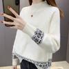 Autumn Winter Women's Half Turtleneck Sweater Loose Thick Pullover Knitted Top Jacquard Elastic Knitted Top Jumper.