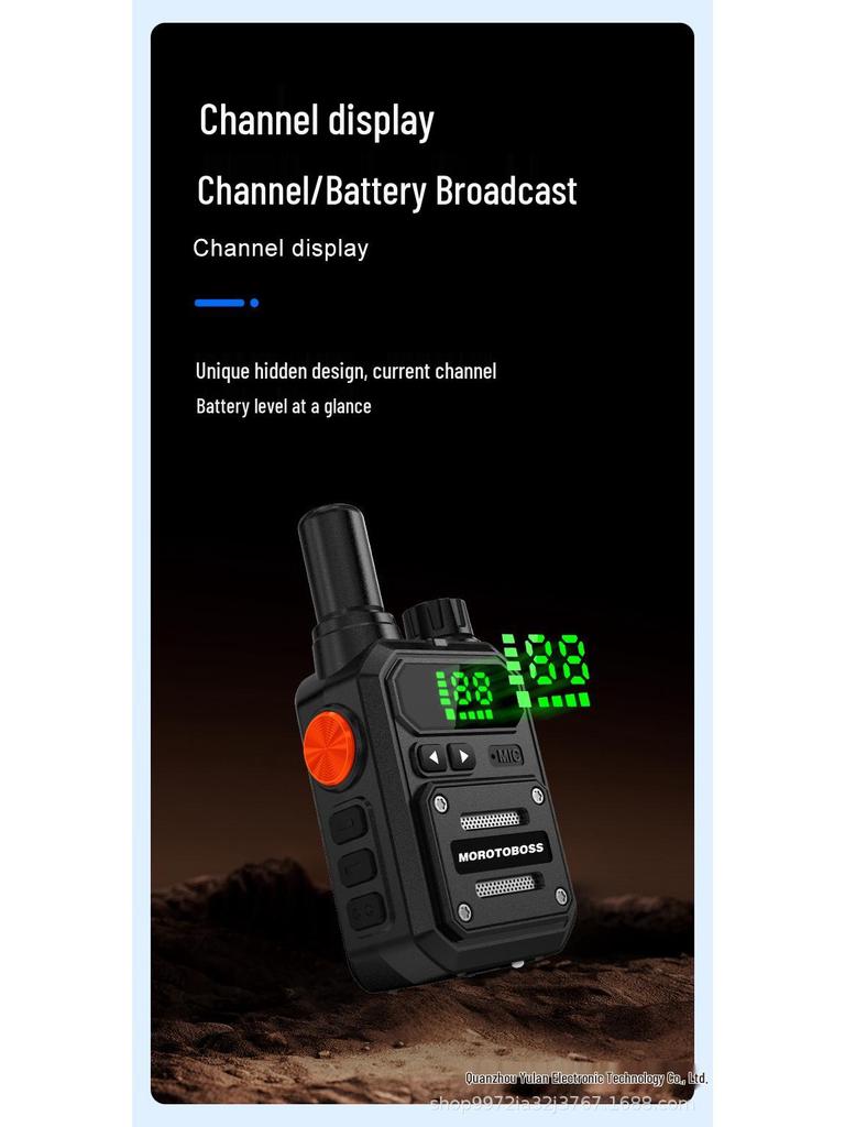 M9 High-Power Long-Range Compact Walkie-Talkie with One-Key Pairing for Outdoor and Self-Driving Tours.