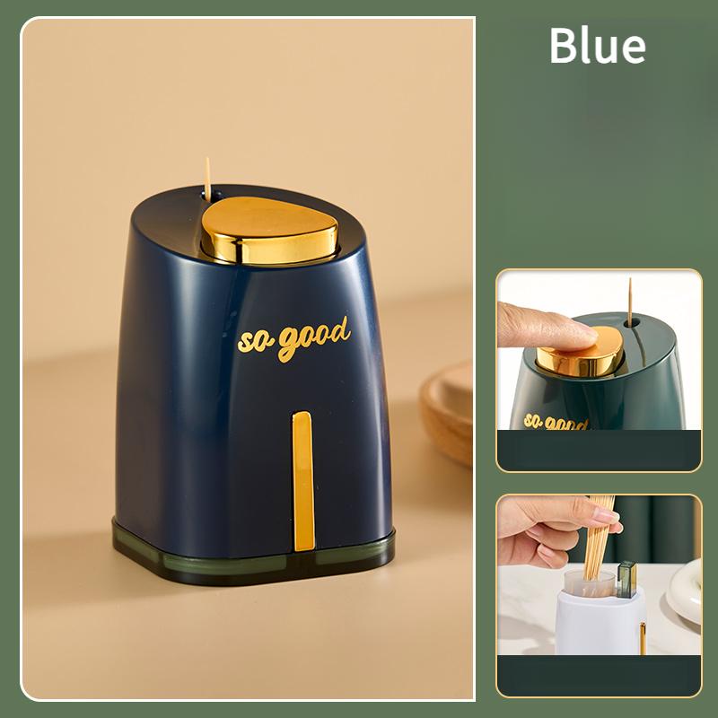 

Диспенсер для зубочисток GIANXI Экологичный материал Нажимной держатель для зубочисток Дом Раздельная конструкция Для хранения Коробка для зубочисток синий