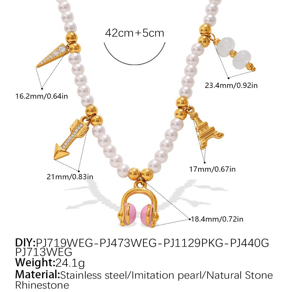 Luxo Leve Vitalidade Diversos Pingentes DIY Pulseira de Contas Brancas Colar Aço Inoxidável Redutor de Idade Doce Estilo Menina Conjunto