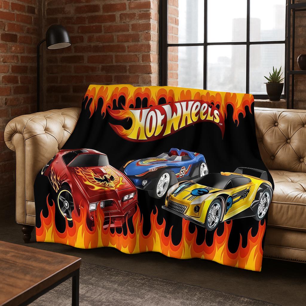 Cartoon Hot Wheels Spielzeug Rennwagen Kunst Flanelldecke, Gemütliche Weiche Überwurfdecke für Zuhause Schlafzimmer Bett Sofa Picknick Abdeckung Kindergeschenk