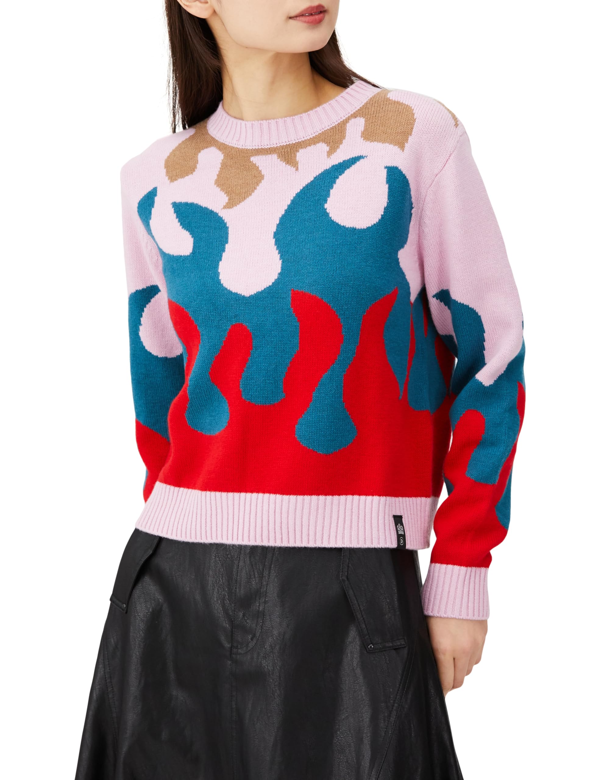 

Double Standard Clothing Fire Motif Merino Wool Knit Mix 0209-190-234 Women s