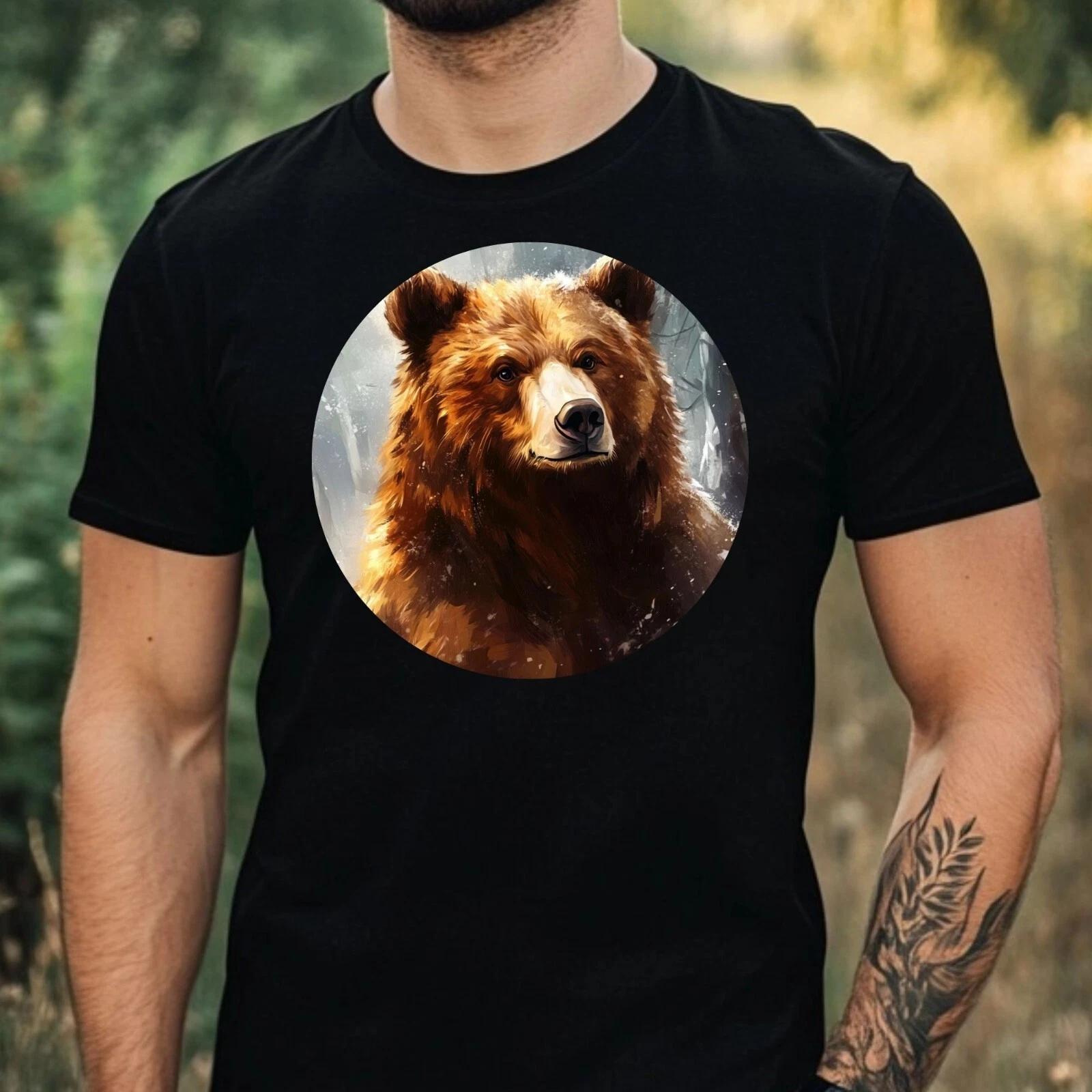 T-Shirt Herren Bär Portrait Motiv Baumwolle Größe XS bis 5XL XL