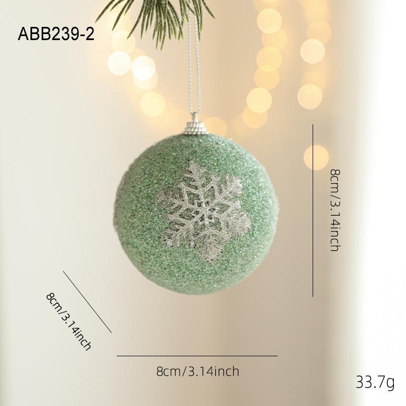 New Green Foam Christmas Ball Heterosexual Pendant Bright Glitter Sticky Powder Christmas Tree Hanging Ball Decorative Pendant Arrangement