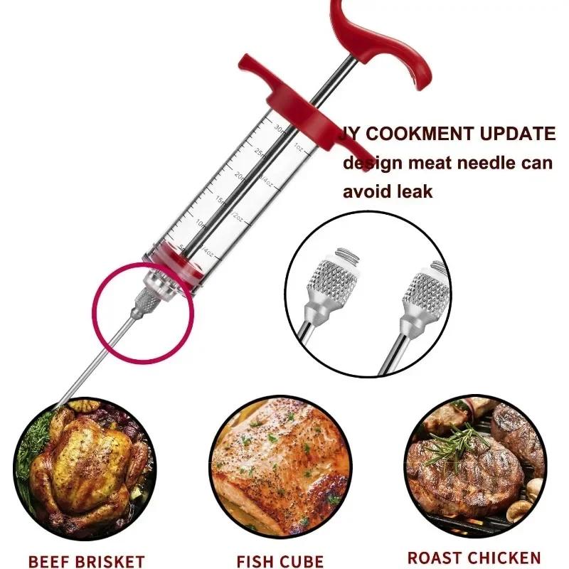 Meat Injector Syringe Marinade Flavor Injector with 3 Marinade Injector Needles for BBQ Grill Turkey Injector Kit Kitchen Tools
