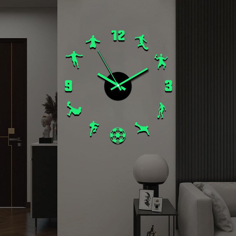 Football-Themed DIY Luminous Wall Clock for Living Room & Bedroom Decoration