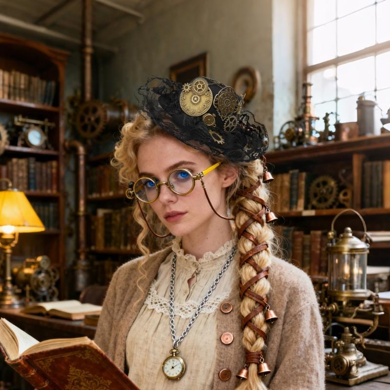 Unique Steampunk Style Hair Accessory Lightweight Polyester Design Hairpin For Performances And Costume Event