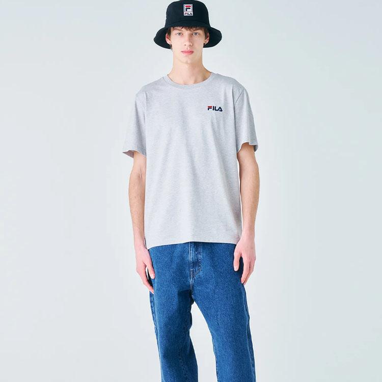 Men's FILA T-Shirts Unisex Gray Crew Neck Moderate