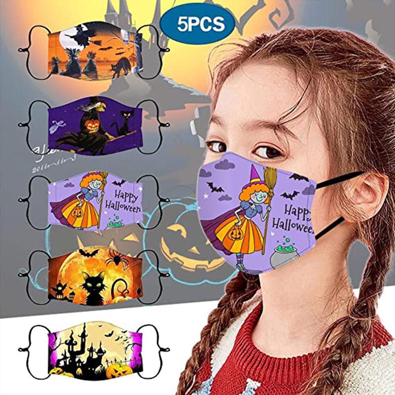 Halloween Children Mask Fashion Cute Washable Reusable Mask Anti Pollution Mouth Respirator Cotton Unisex Masquerade