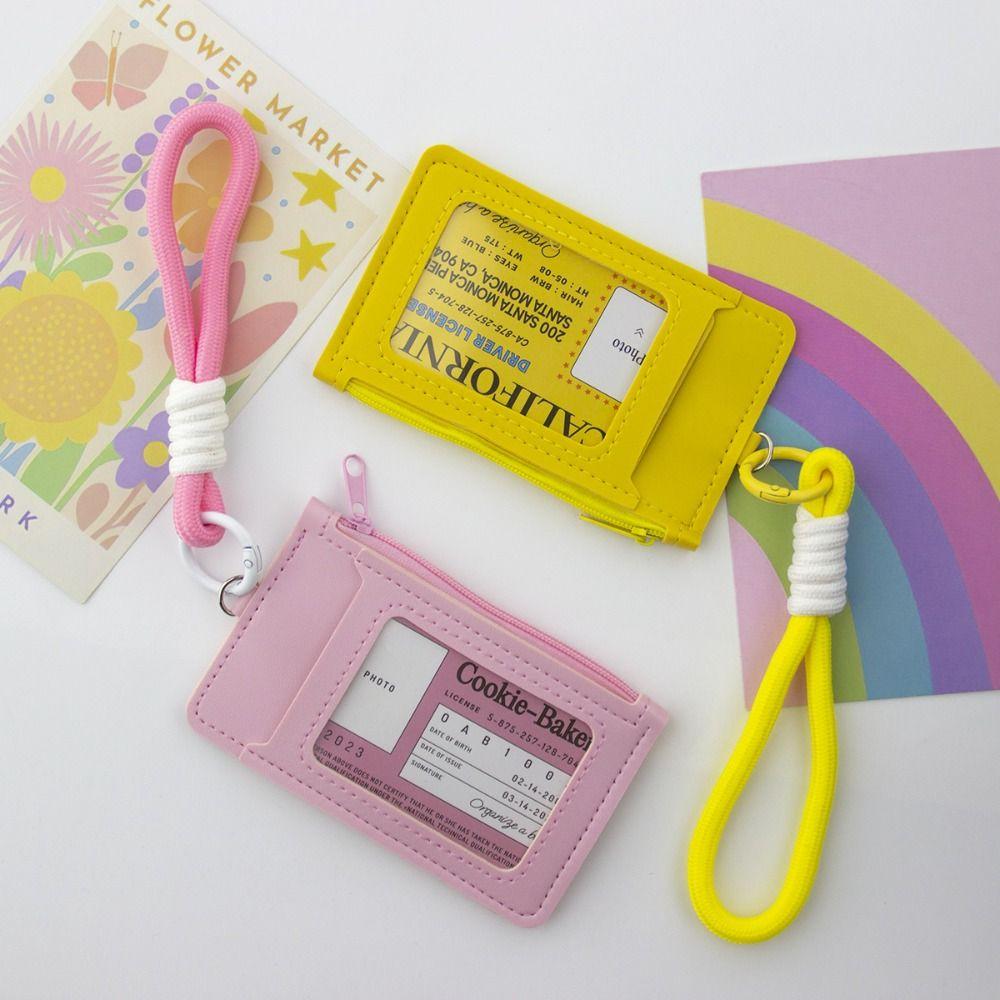 Simple Card & ID Holders PU Leather Card Bag Lightweight Large Capacity Coin Purse Zipper Pocket Pouch Credit Card Case Holders