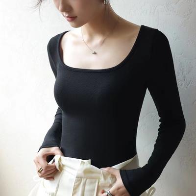Women's Fashion Casual Spring Fall Solid Color Print Long Sleeve Square Collar Blouses & Shirts