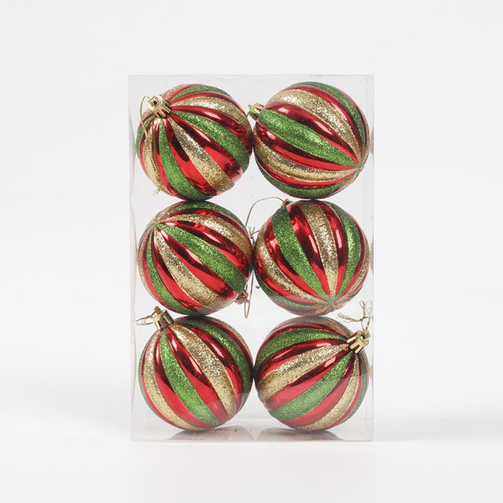 6PCS Durable PVC Christmas Ball Set Multicolor Suspensable Xmas Ornament Ball 6cm 8cm Xmas Baubles Party