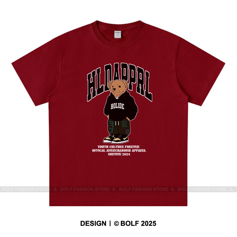 

Футболка унисекс для мужчин и женщин с принтом городского медведя, топы, 100% хлопок, большой размер, городская графика, уличная одежда XXXL вино красного