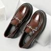 Europe Fashi Thick Sole Men's Penny Loafers Slip-On Business Dress Shoes Gentleman Glossy Buckle Formal Party Black Shoes