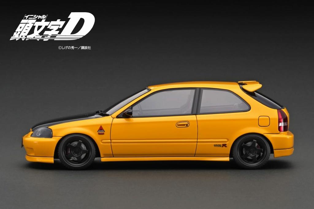 Model zapalování INITIAL D Honda CIVIC Type R Žlutý hotový produkt IG3629 1/18 (EK9)