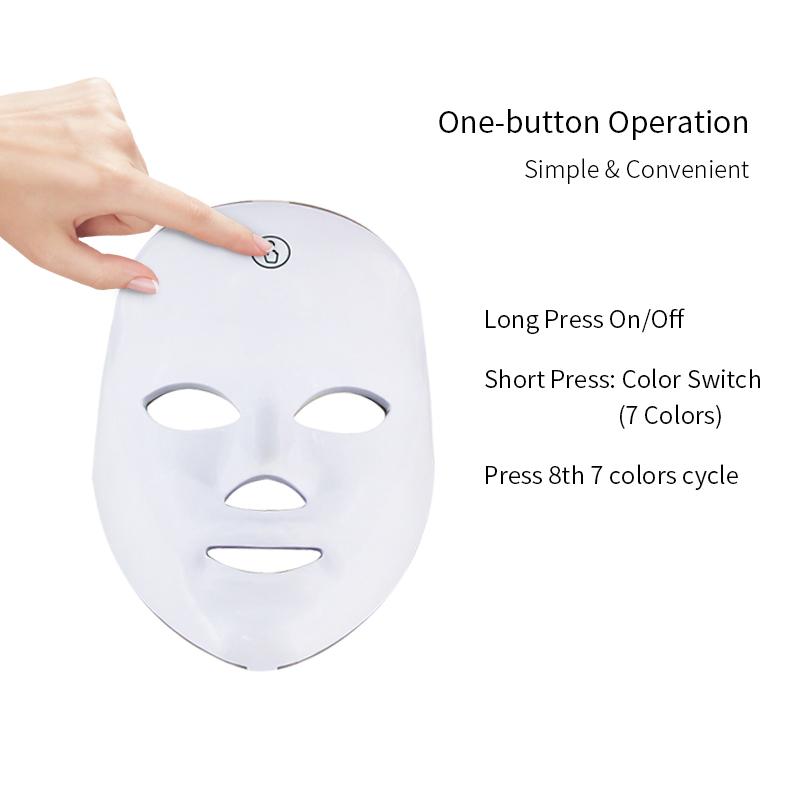 LED Light Face Mask Beauty Device Skin Brightening Soothing Facial Care Tool with Multicolor Light for Home Personal Skincare