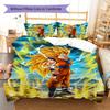 Son Goku Pattern Bedding,Quilt Set Quilt Cover Pillowcase Home Birthday Gift (1 * Duvet Cover + 2 * Pillowcase, Without Core)