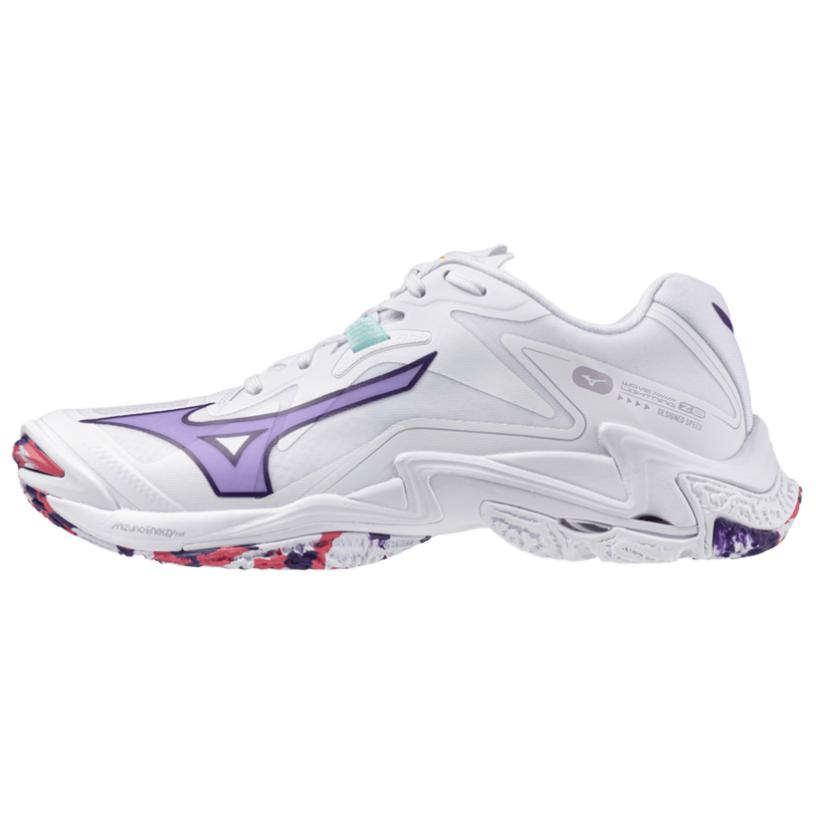 Mizuno Wave Lightning Z8 White Violet Indigo Camellia Rose Unisex Volleyball Shoes SKU: V1GC240020 36