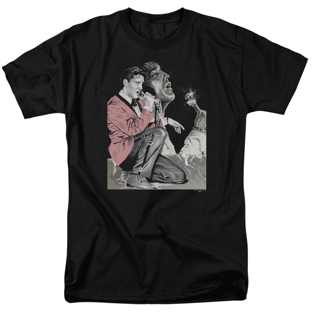 Elvis Presley - Rock N Roll Smoke - Adult Unisex Short Sleeve T-Shirt - Black XL