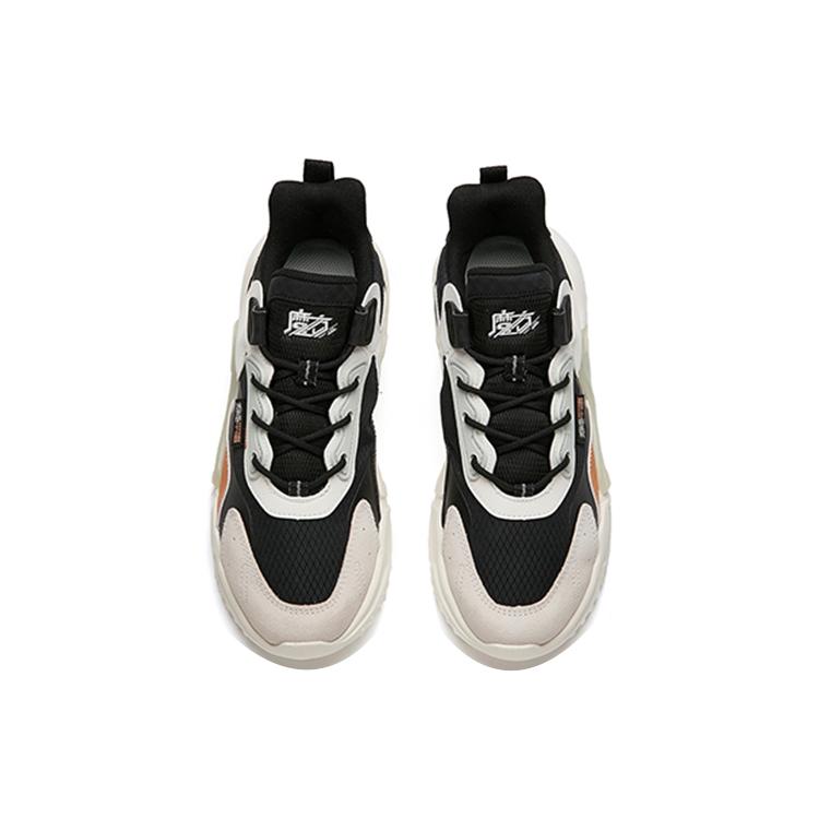 New ANTA Rubik's Cube Chunky Sneakers Women's Low Top Black/Ivory White 122148808-4