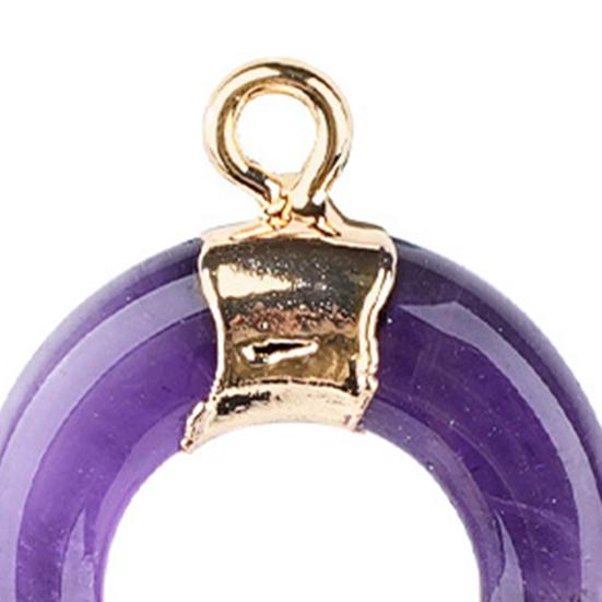 DIY Pendant Gold-Plated Edging Crescent Horn Design Natural Imitation Crystals Jade Necklace Bracelet Earrings Charm DIY Jewelry Making Accessories