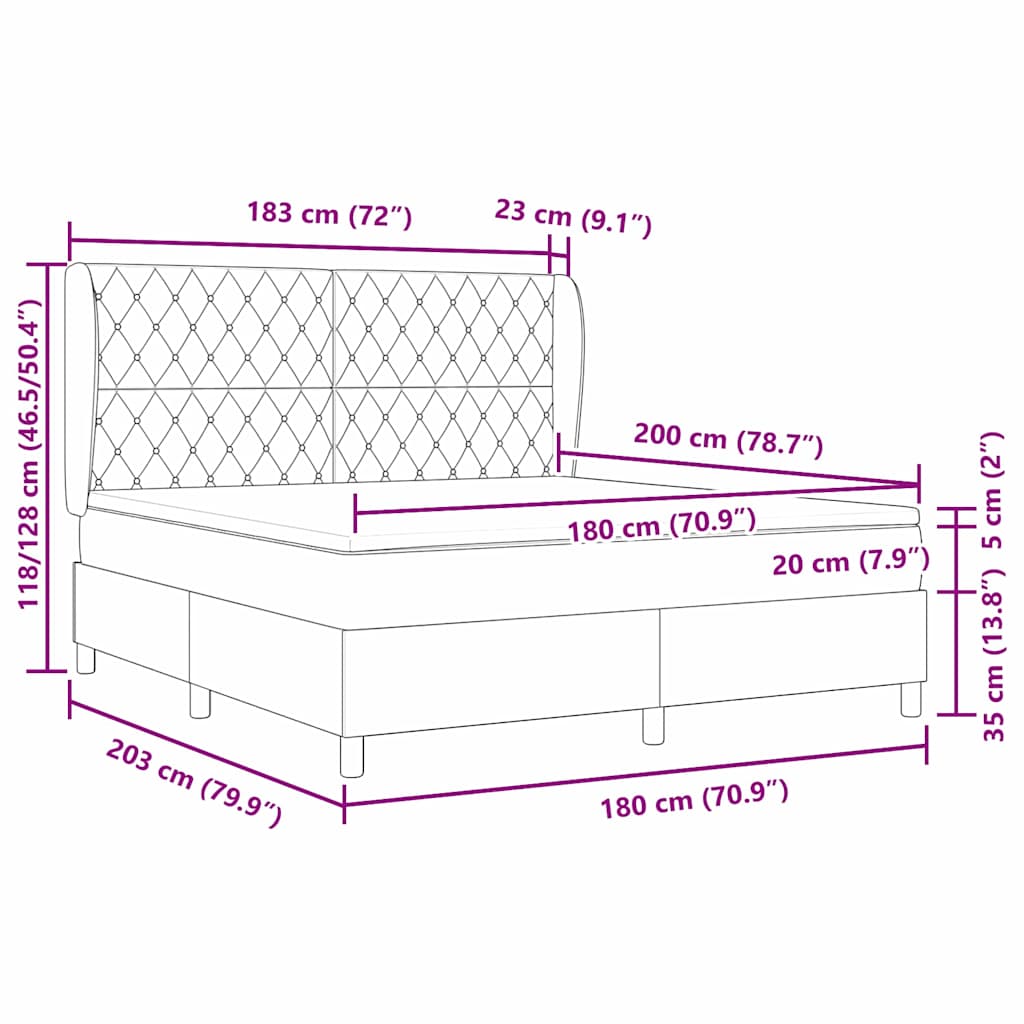 Box Spring Bed with Mattress Dark Gray 200 x 180 cm Velvet