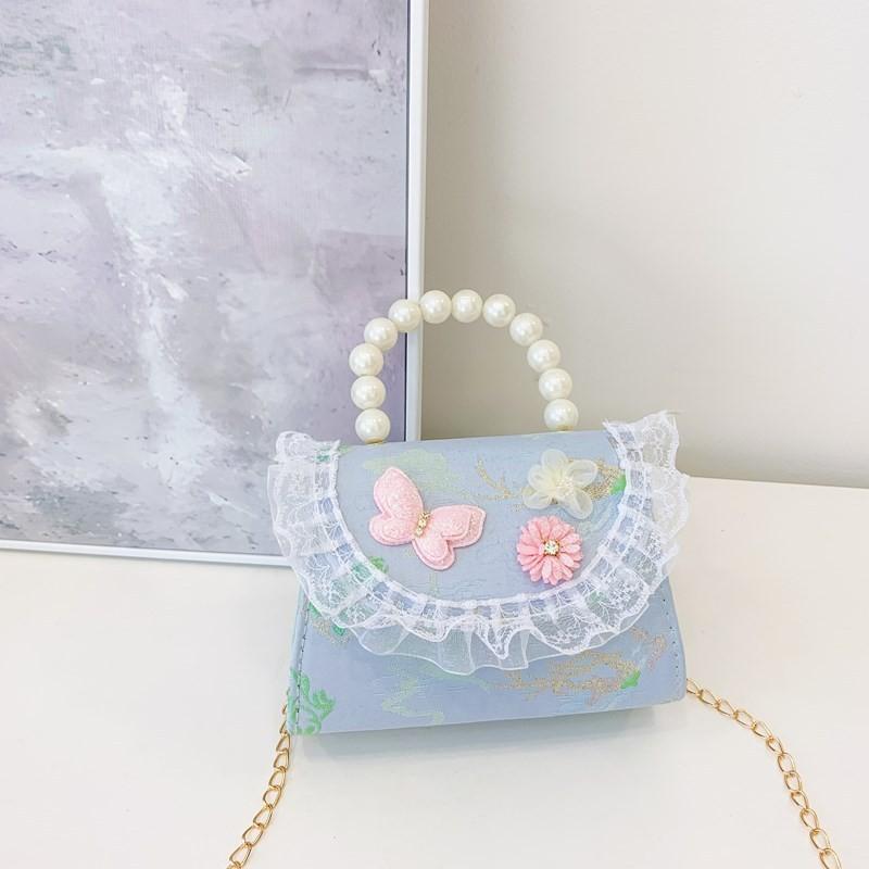 Embroidered Pearl Lace Chain Childrens Crossbody Bag Suitable Daily For