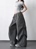 2026 Women's Gray High-Waisted Wide-Leg Parachute Pants: Slimming, Casual, Loose Fit, Straight Leg