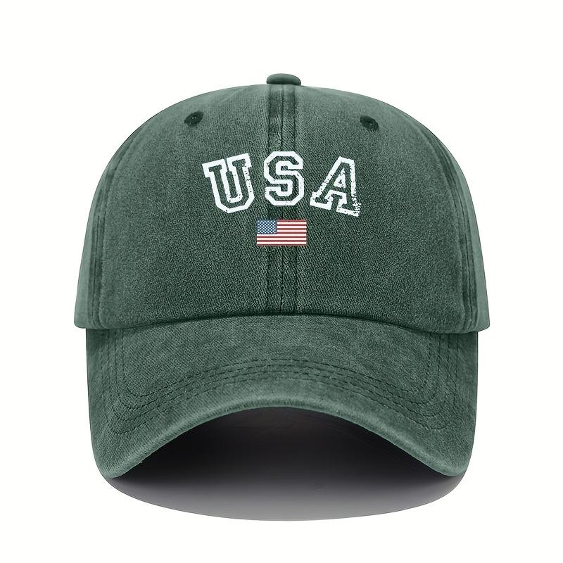 The American flag printed baseball cap is an adjustable and lightweight all season hat for travel equipment