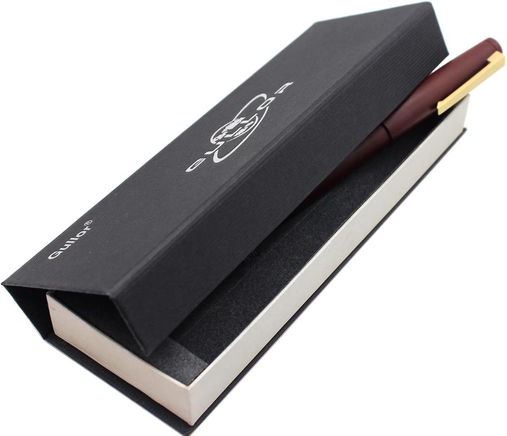 Gullor Color Fountain Pen Simple Converter and Gift Box Gold Extra Fine Nib Red X80, Design, Included, Clip, (0.38mm),