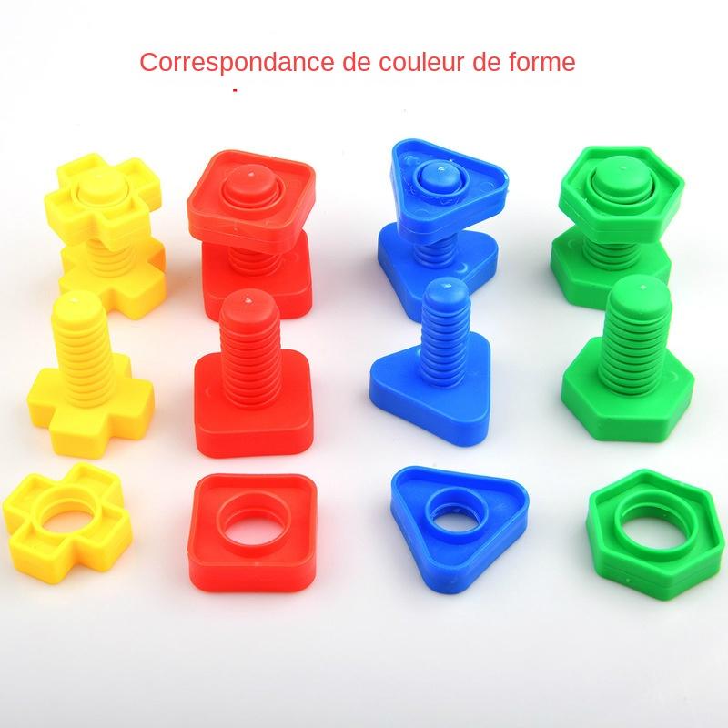 Screw Building Blocks Nut Shape Match Puzzle Toys For Children Infant Montessori Shape Color Recognize Educational Toys