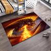 Fiery Dragon Fantasy Art Carpet with Fire Breath and Dark Wings Design1Warm Tones Suitable for Use As an Anti-slip1 For1room and Bedroom Sofas