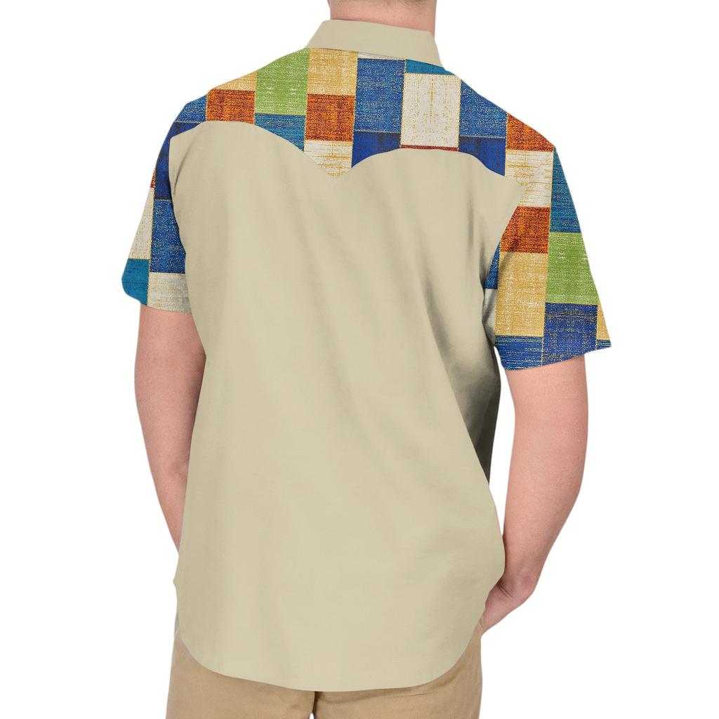 Men'S Fashionable Lapel And Shoulder Length Short Sleeved Casual Top