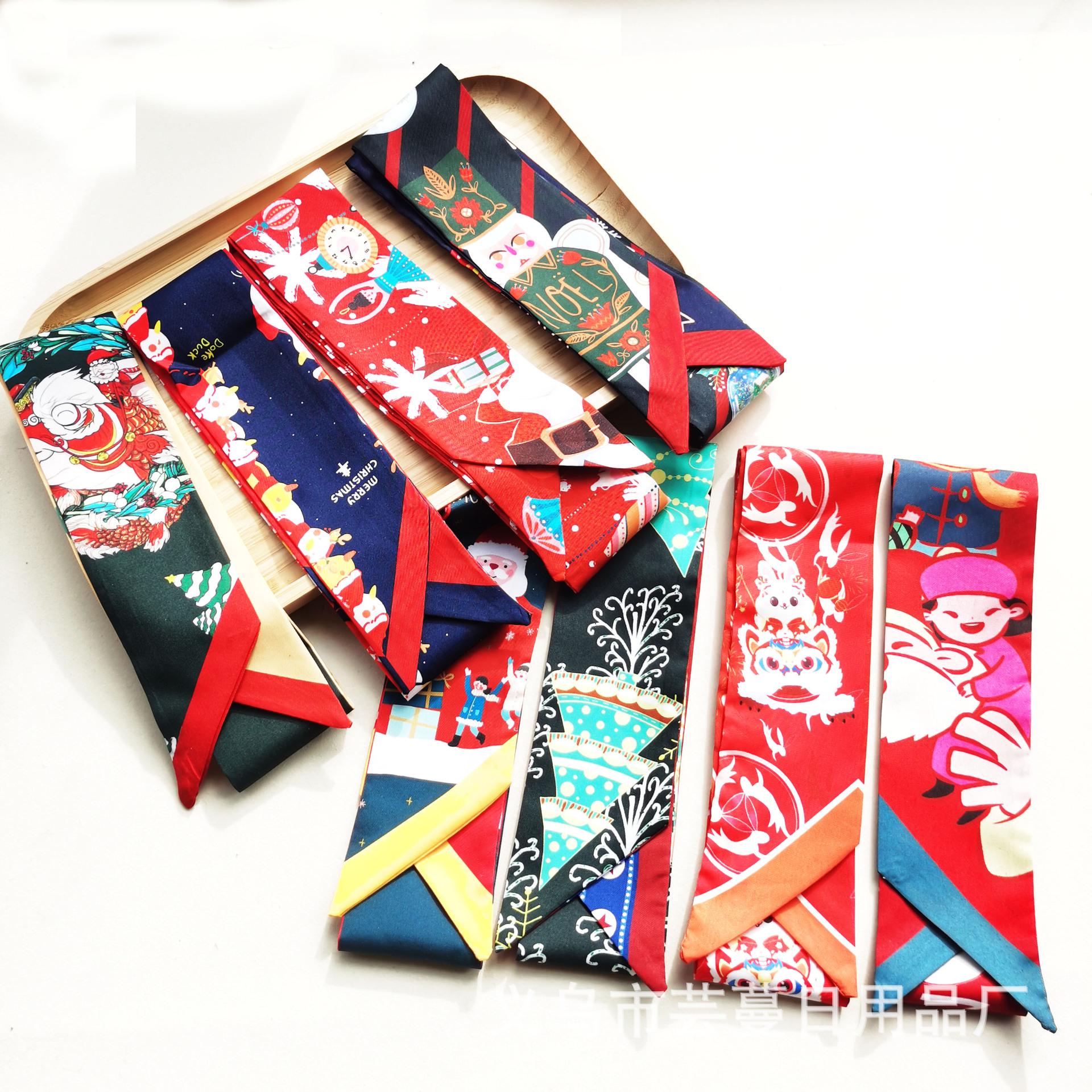 

Christmas Headband & Holiday Ribbon Gift Box with Narrow Scarf for Suitcase Decoration