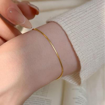 18K Gold-Plated Sterling Silver Minimalist Snake Chain Bracelet