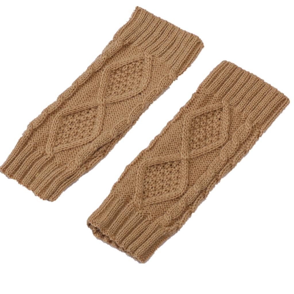 Short Diamond Shaped New Knitted Wool Warm Half Fingerless Gloves Autumn and Winter Women's Fashion Sleeves Fake Sleeves