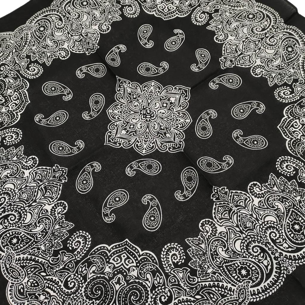 Kakatrend Bandana Black Adult Paisley 100% Cotton Stylish Handkerchief Cotton Bandanna Unisex Durag Large Men's Black 55cm X 55cm