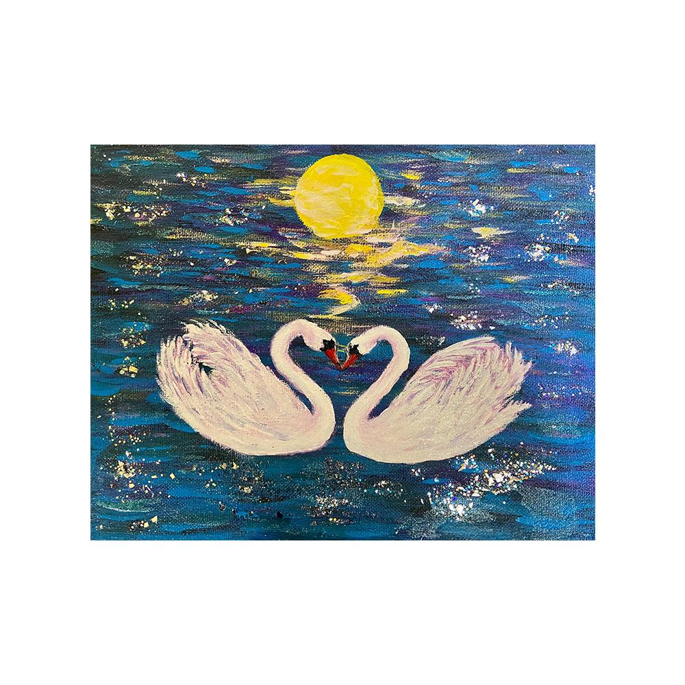 

Лебеди любовь ткань живопись холст печать настенный художественный плакат с изображением солнца и озера картина для подарка гостиная домашний декор Cuadros 21x30cm No Framed