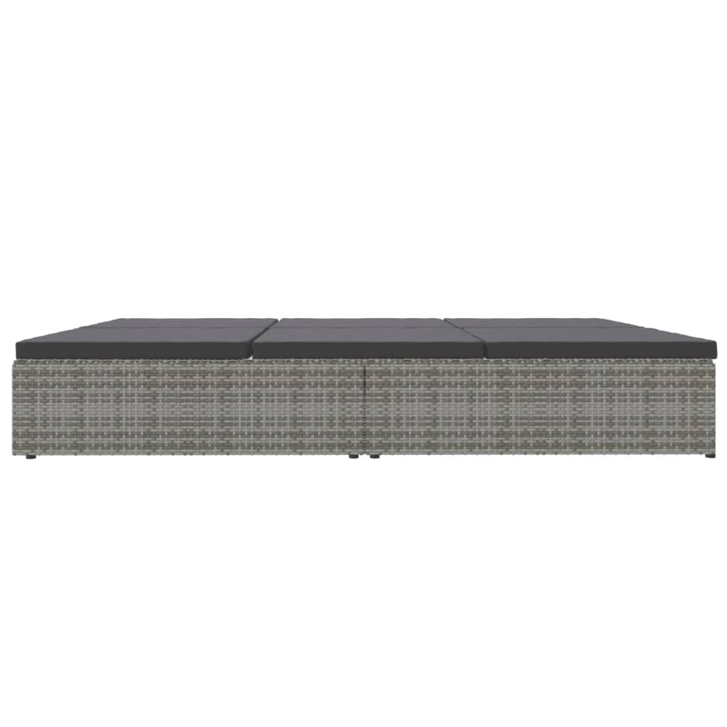 Vidaxl Klappbares Gartenbett Mit Kissen, Polyrattan, Dunkelgrau