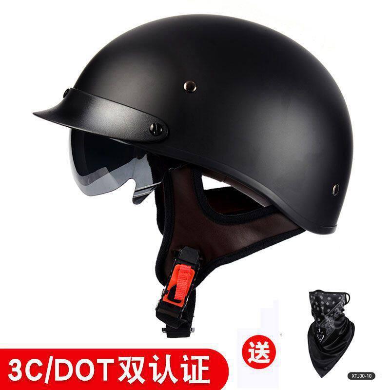 Retro Cruiser Yarım Kask Motosiklet Scooter Vintage Tarzı Açık Yüz Vizörlü