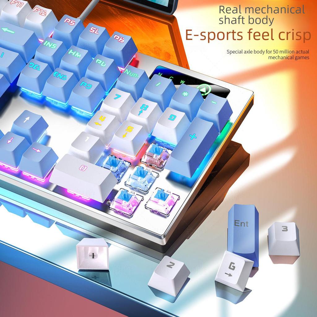 Silver Carving ZK3 Mechanical Keyboard: 87/104 Key, Luminous Blue/Black Switches, Gaming Accessory