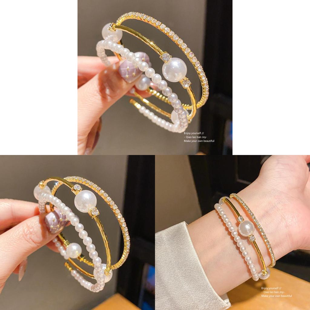 Fashion Pearl Bracelets With Rhinestones For Elegant Casual Wear