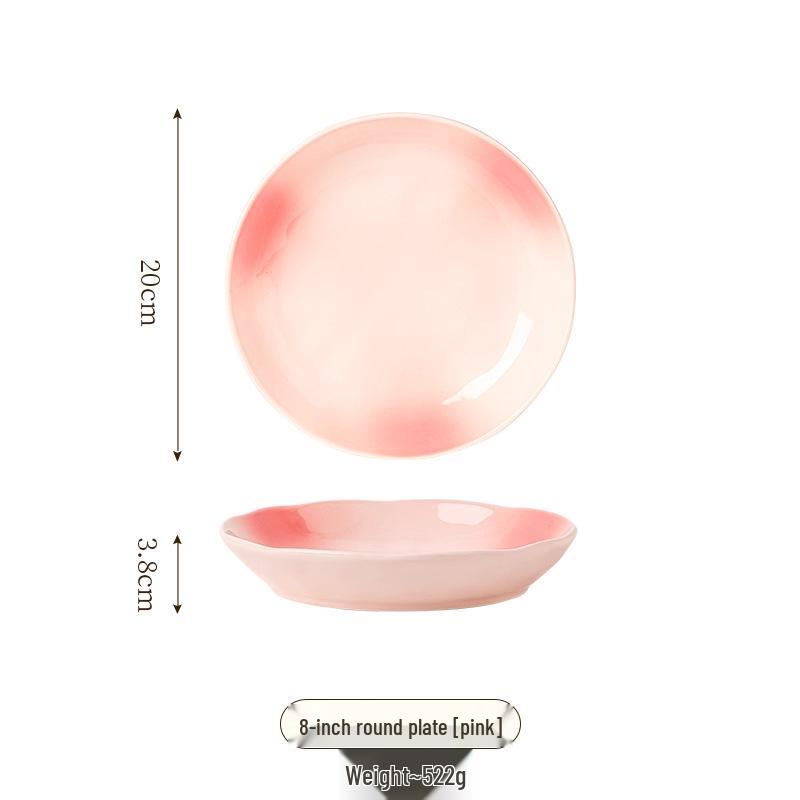 2025 Stylish Pink Ceramic Tableware Set: Elegant Plates and Deep Fruit Bowls