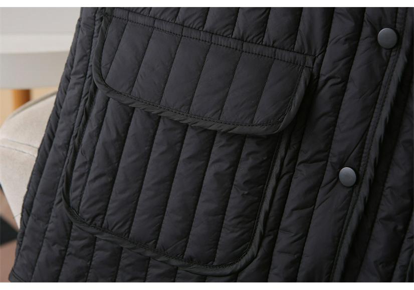 2025 Autumn/Winter Plus Size Vertical Stripe Lightweight Padded Vest for Slimming Chubby Girls, Style 1754
