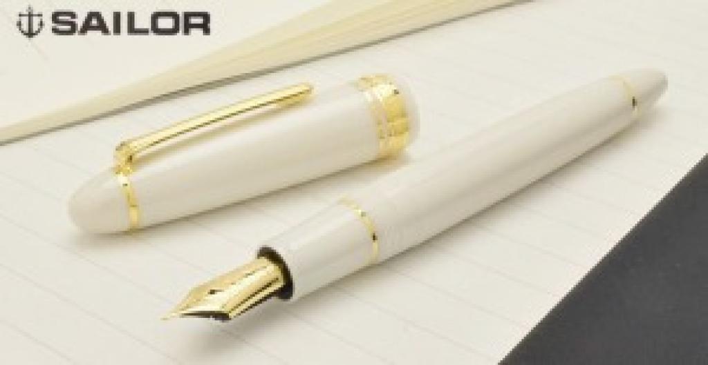 Sailor 1911 Gold Profit Large 21K Fountain Pen White Medium Fine Nib 11-2021-310 with Converter