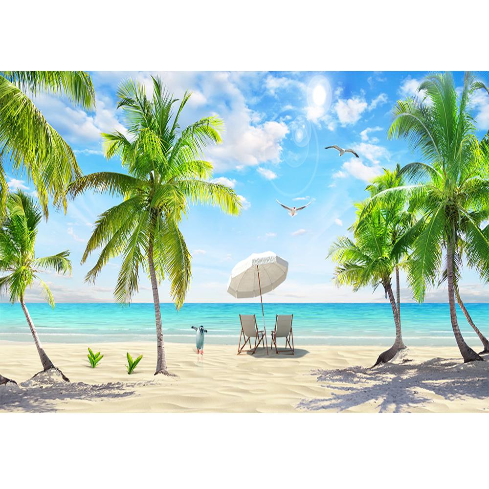Large Beach 3d Mural Coconut Tree Landscape Wallpaper Living Room Bedroom Palm Tree Mural Home Decor