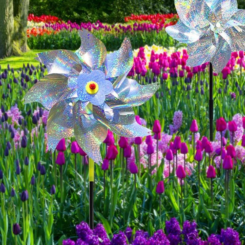 1/10 Buc. Fermă DIY Argint Laser Sperietoare de Păsări Mori de Vânt Rotative Decor Gazon Exterior Grădină Sperietoare de Păsări