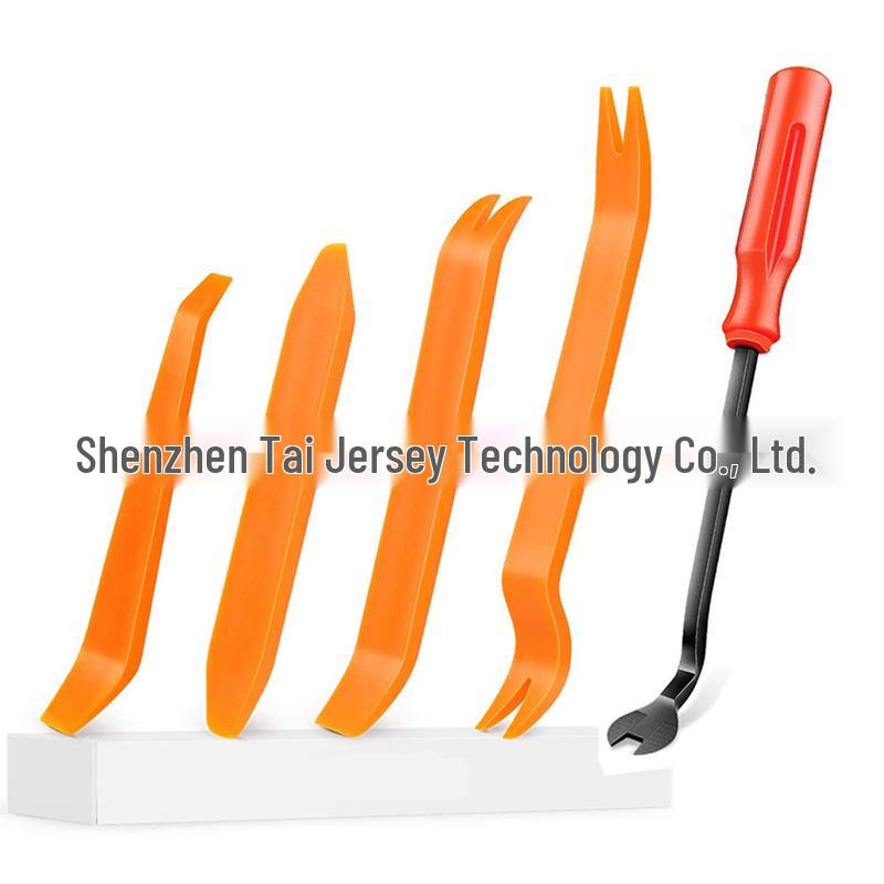 Car Audio & Door Panel Pry Tool Set: 6-inch Trim Clip Removal, 5-Piece Plastic Pry Bar Kit