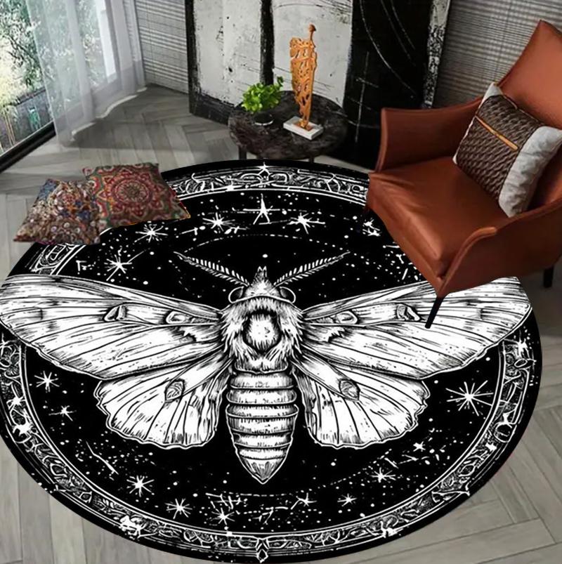 

Octopus Pattern Round Rug Illustrated Style Realistic Sea Creature Design Soft Non-Slip Circle Carpet for Living Room Bedroom 80cm x 80cm