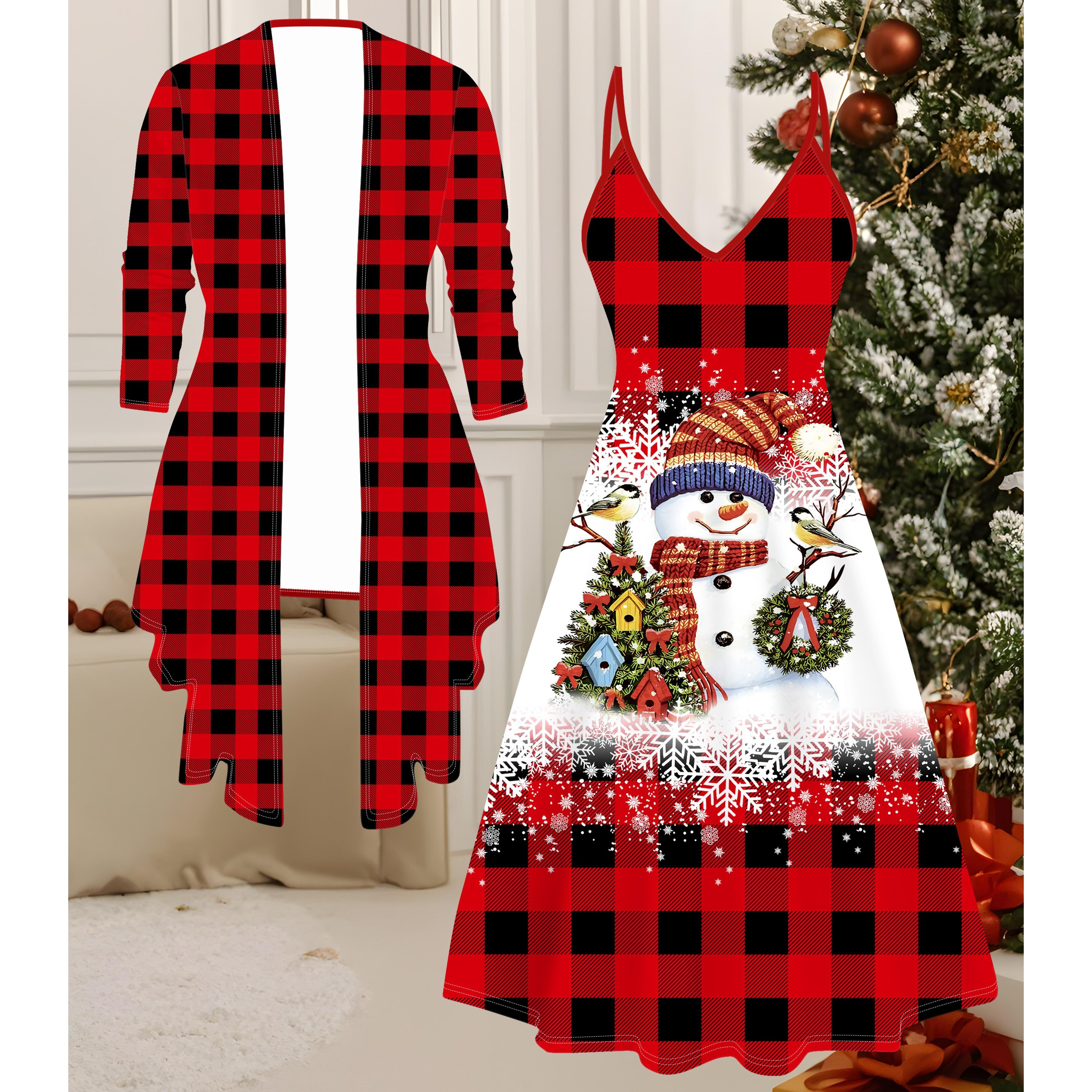 

3D Рождественский Принтованный Набор Платье Пальто на День Святого Валентина, Эксцентричный Классический Тотем Модный Принт, подходит для Различных Сцен Модных Стилей XXL белый